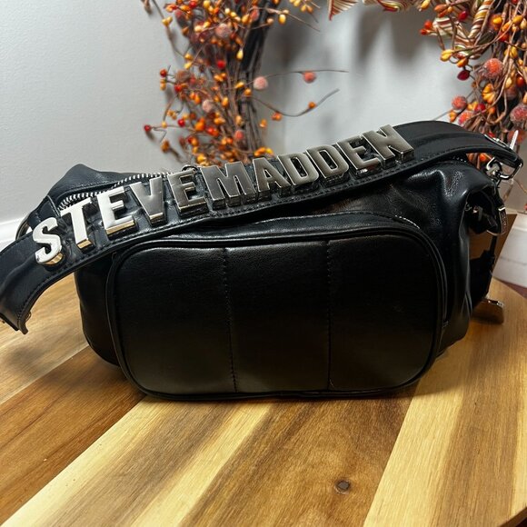 Steve Madden BRHODES Y2K Hobo Shoulder Bag Black Soft Faux Leather - Picture 1 of 12